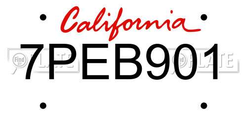7PEB901 California License Plate