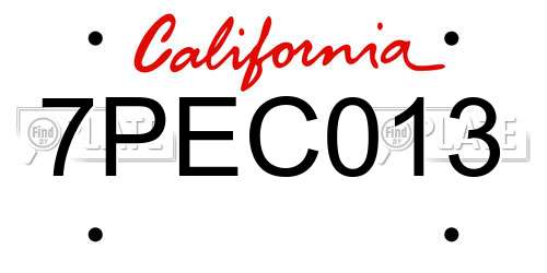 7PEC013 California License Plate