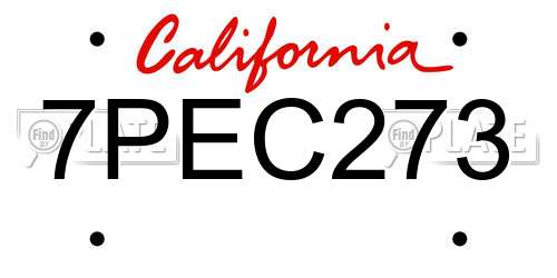 7PEC273 California License Plate