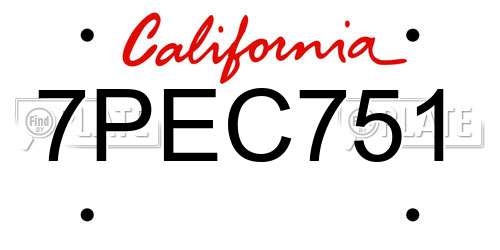 7PEC751 California License Plate