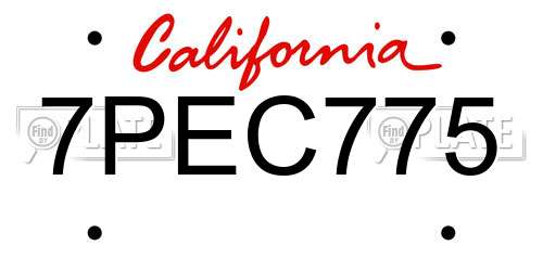 7PEC775 California License Plate