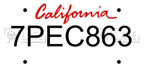 7PEC863 California License Plate