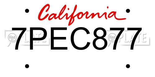 7PEC877 California License Plate