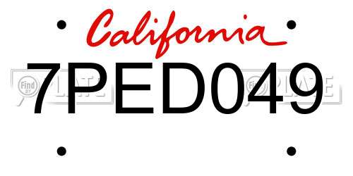 7PED049 California License Plate