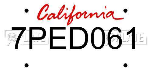 7PED061 California License Plate