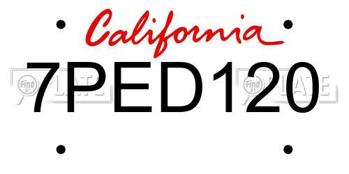 7PED120 California License Plate