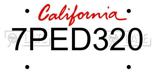 7PED320 California License Plate