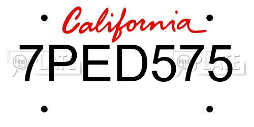 7PED575 California License Plate