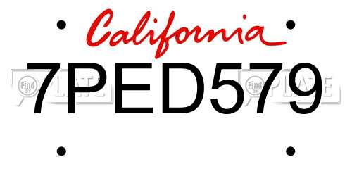 7PED579 California License Plate