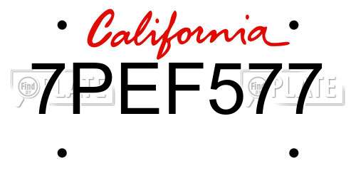 7PEF577 California License Plate