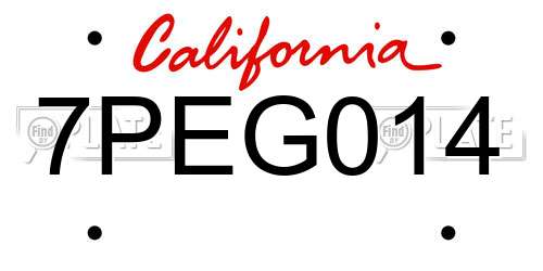 7PEG014 California License Plate
