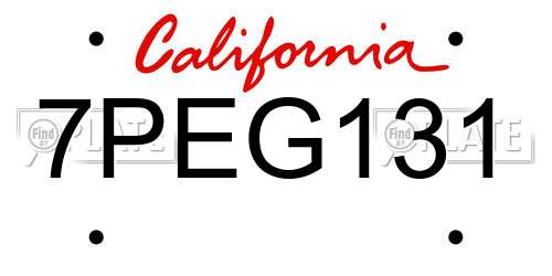 7PEG131 California License Plate