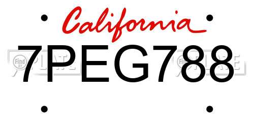 7PEG788 California License Plate