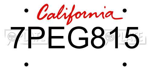 7PEG815 California License Plate