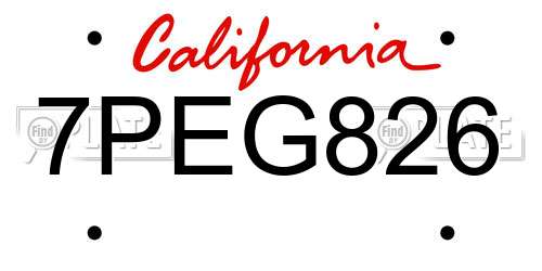 7PEG826 California License Plate
