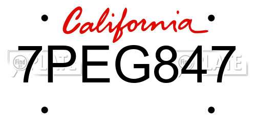 7PEG847 California License Plate