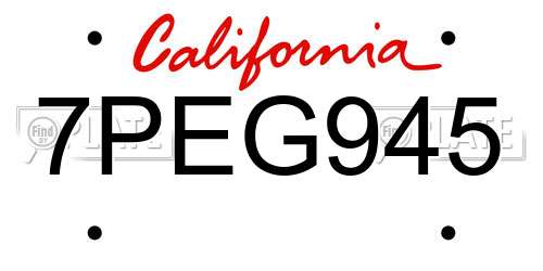 7PEG945 California License Plate