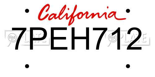 7PEH712 California License Plate
