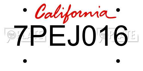 7PEJ016 California License Plate