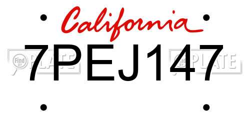 7PEJ147 California License Plate
