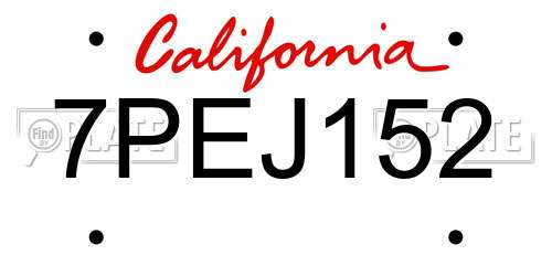 7PEJ152 California License Plate