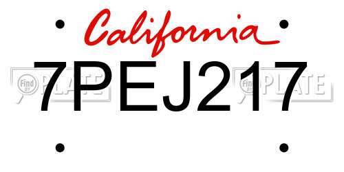 7PEJ217 California License Plate