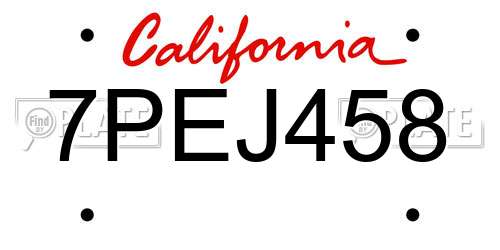 7PEJ458 California License Plate