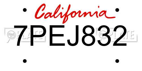 7PEJ832 California License Plate
