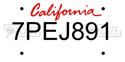 7PEJ891 California License Plate