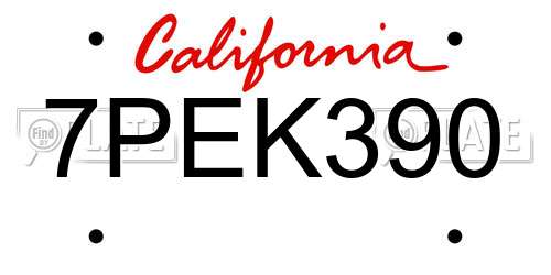 7PEK390 California License Plate