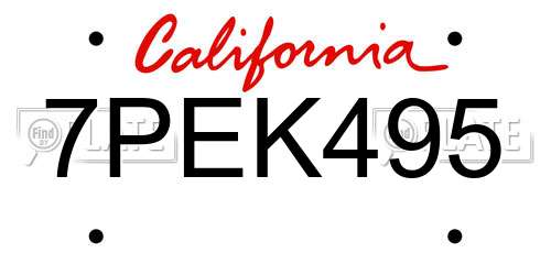 7PEK495 California License Plate