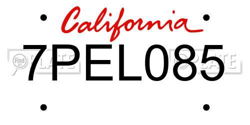 7PEL085 California License Plate