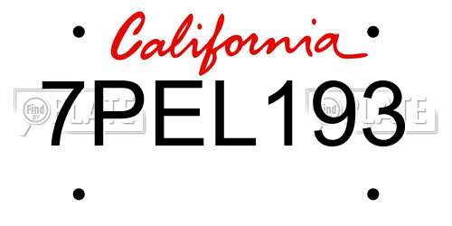 7PEL193 California License Plate