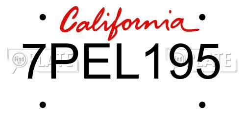 7PEL195 California License Plate