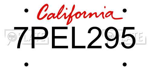 7PEL295 California License Plate