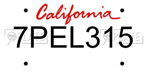 7PEL315 California License Plate