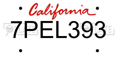 7PEL393 California License Plate