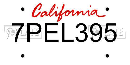7PEL395 California License Plate