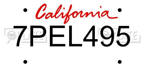 7PEL495 California License Plate