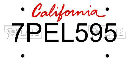 7PEL595 California License Plate