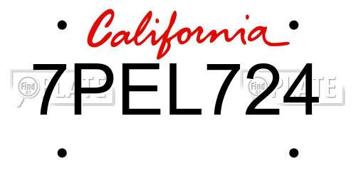 7PEL724 California License Plate