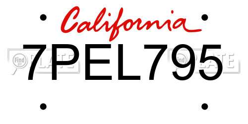 7PEL795 California License Plate