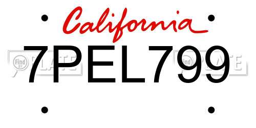 7PEL799 California License Plate