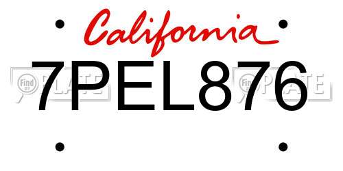 7PEL876 California License Plate