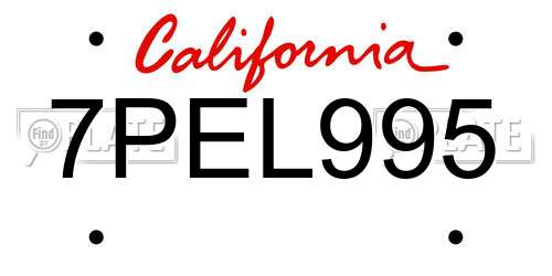 7PEL995 California License Plate