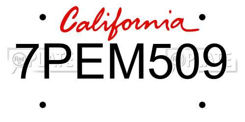 7PEM509 California License Plate