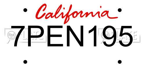 7PEN195 California License Plate
