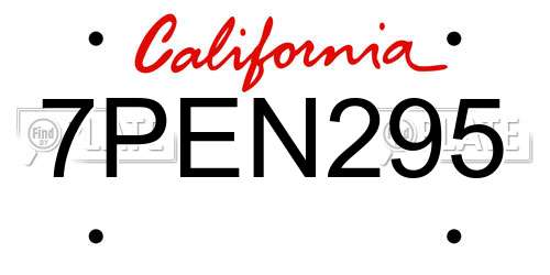 7PEN295 California License Plate
