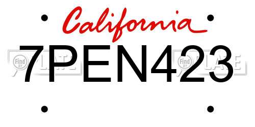 7PEN423 California License Plate