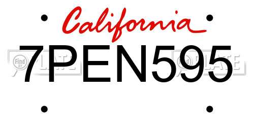 7PEN595 California License Plate